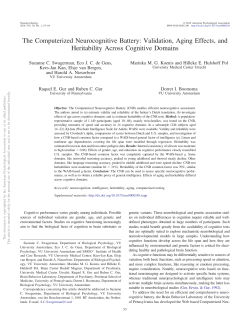 The Computerized Neurocognitive Battery: Validation, Aging Effects