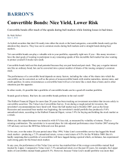 BARRON`S Convertible Bonds: Nice Yield, Lower Risk