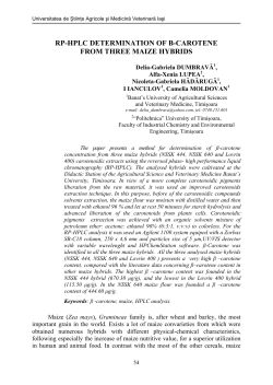 rp-hplc determination of &beta;-carotene from three maize hybrids