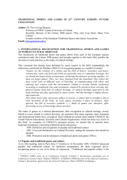 Traditional sports and games in the 21st century Europe