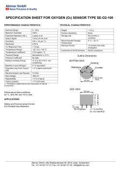 specification sheet for oxygen (o2) sensor type se