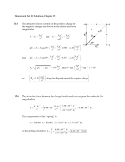 Homework Set #1 Solutions Chapter 15 15.4 The attractive forces