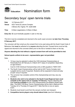 Secondary boys` open tennis trials