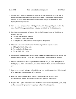 Chem 2990 Ratio Concentrations Assignment Dr. Walker 1