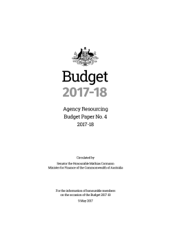 Agency Resourcing, Budget Paper No. 4