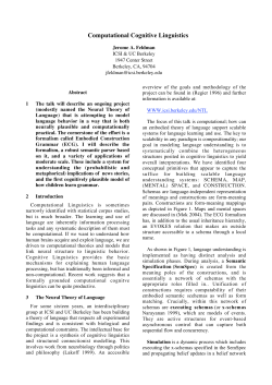 Computational Cognitive Linguistics