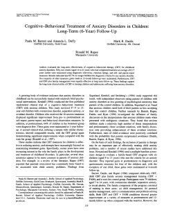 Cognitive-Behavioral Treatment of Anxiety Disorders in Children
