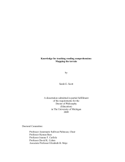 Knowledge for teaching reading comprehension