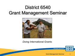 District Rotary Foundation Grant Management Seminar