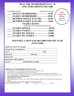 BEAU PRE MEMBERSHIP JULY `16 ONE TIME JOINING FEE $400
