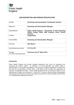 Screening and Immunisation Coordinator (clinical)