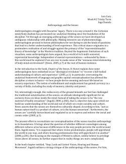 Iara Cury Week #2 Trinity Term Inge Daniels Anthropology and the