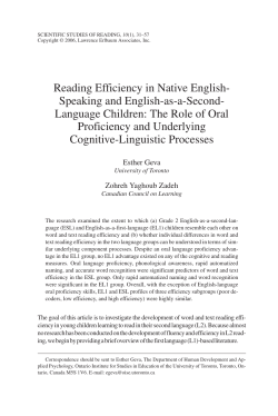 Reading Efficiency in Native English - Ontario Institute for Studies in