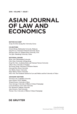 ASIAN JOURNAL OF LAW AND ECONOMICS