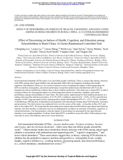 Effect of deworming on infection intensity, nutrition, cognitive abilities