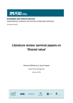 Literature review: seminal papers on `Shared value`