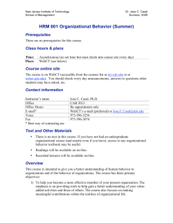Syllabus HRM 601 Summer Organizational Behavior