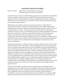 cognitive manufacturing - Frontiers of Engineering