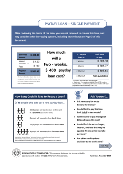 $400 Payday Single Pay Disclosure