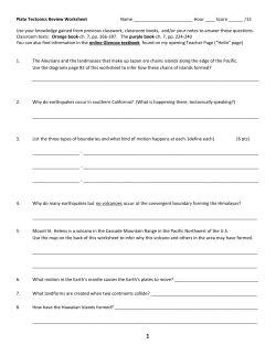 Plate Tectonic Quiz Review Worksheet