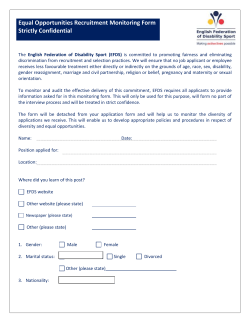 Equal Opportunities Monitoring Form &ndash; Strictly Confidential