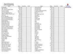 Emanuel Synagogue Gift Card Order Form Name Price Quantity