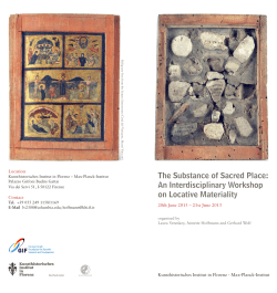 The Substance of Sacred Place - Kunsthistorisches Institut in Florenz