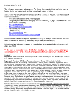 2017 The following are area on-going events. For Jams, it`s