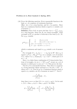 Problem set 2, Real Analysis I, Spring, 2015. (18) Prove the