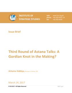 Third Round of Astana Talks - Institute of Strategic Studies Islamabad