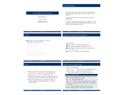 Search Algorithms for Planning Acknowledgements Outline