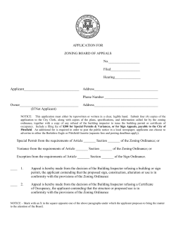 APPLICATION FOR ZONING BOARD OF