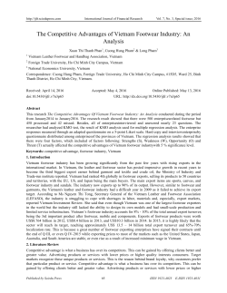 The Competitive Advantages of Vietnam Footwear Industry: An