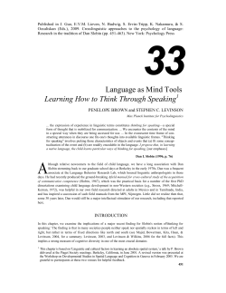 Language as Mind Tools Learning How to Think Through Speaking