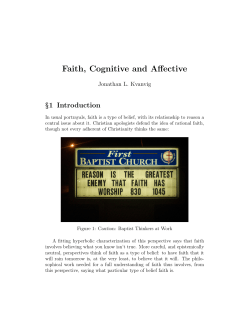 Faith, Cognitive and Affective - The Nature and Value of Faith