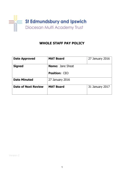 MODEL PAY POLICY FOR MAINTAINED SCHOOLS IN ENGLAND
