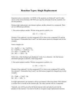 Reaction Types: Single Replacement