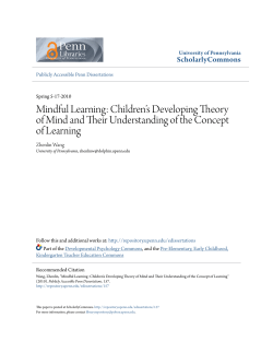 Mindful Learning: Children`s Developing Theory of Mind and Their