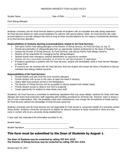 Anderson University Food Allergy Policy