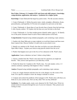 Name: Learning Guide: Bronx Masquerade Due Friday, February 5