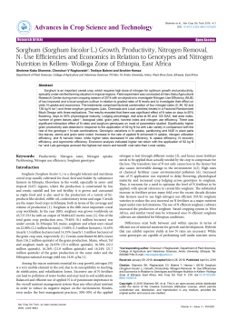 (Sorghum bicolor L.) Growth, Productivity, Nitrogen Removal, N