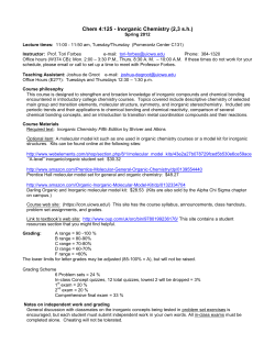 Chem 4:125 - Inorganic Chemistry (2 s