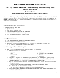 THE PROGRAM/PROPOSAL LOGIC MODEL Let`s Dig Deeper into