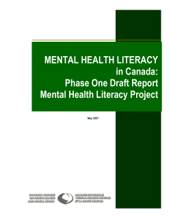 MENTAL HEALTH LITERACY in Canada: Phase One Draft Report