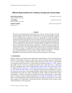Efficient Representations for Lifelong Learning and Autoencoding