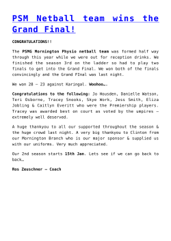 PSM Netball team wins the Grand Final!