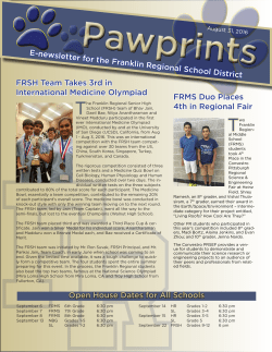 E-newsletter for the Franklin Regional School District FRSH Team