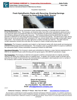 Fresh HydroElectric Plants with Recurring, Growing Earnings