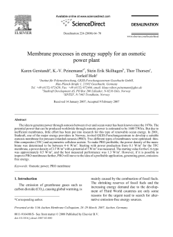 power plant Membrane processes in energy supply