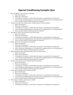 Operant Conditioning Examples Quiz